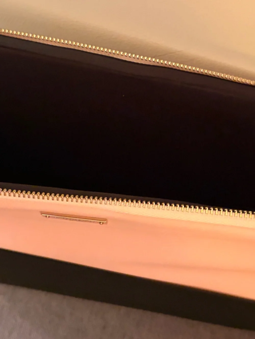 kate spade Pink and Black Tote with Gold Logo Plaque
